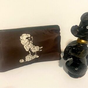 Vintage MCM Poodle Redware Black & Gold Pen Pencil Holder Japan 1950’s Dog
